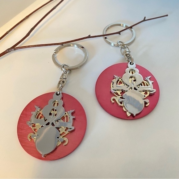 Neiman Marcus Vintage Reindeer & Snowflake Key Chain Set Of 2 New Without Tags - Picture 6 of 11